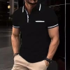 European and American ins cross-border 2024 Summer Express sale Amazon POLO shirts with button pockets, men's sports polo shirts details Picture